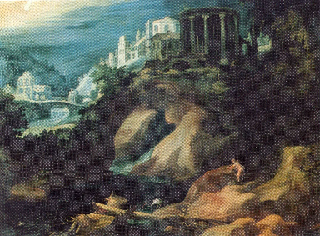 Landschaft mit Sibyllentempel, by Paul Bril, oil, 1598