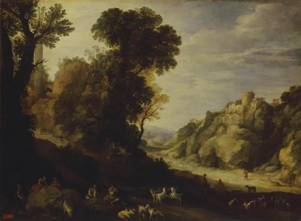 Mountainous Landscape, by Paul Bril, oil, 1626