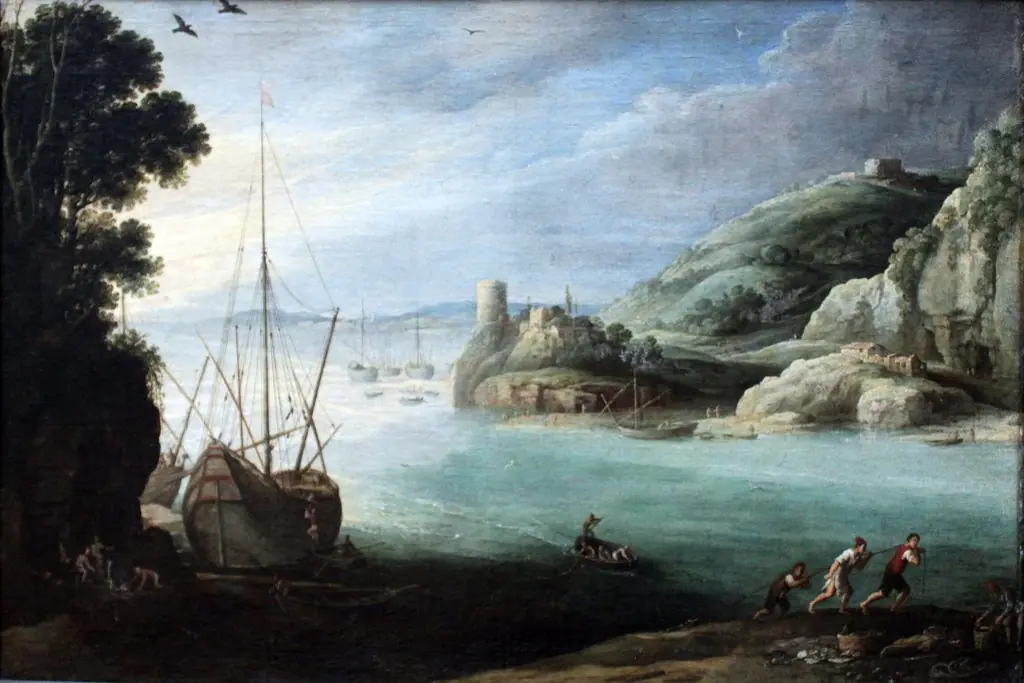 Mountainous seashore, by Paul Bril