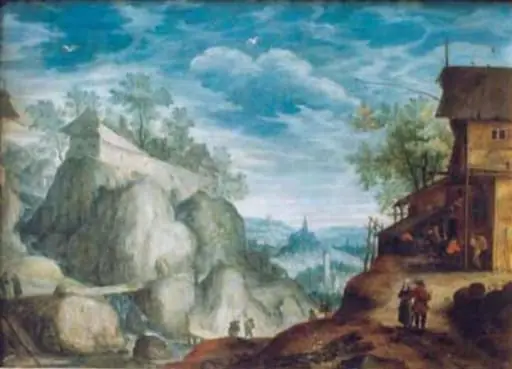 Peisaj muntos cu cârciumă, by Paul Bril