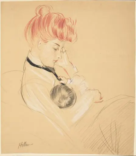 Madame Helleu Cradling Paulette in Her Arms, by Paul César Helleu