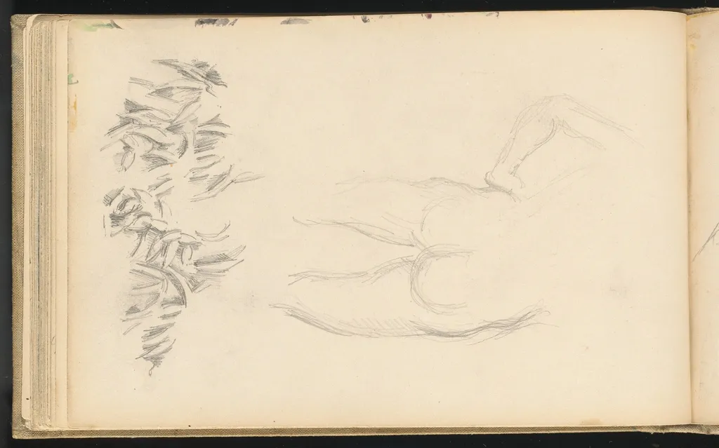 A Nude and Foliage, by Paul Cezanne, graphite, 1880