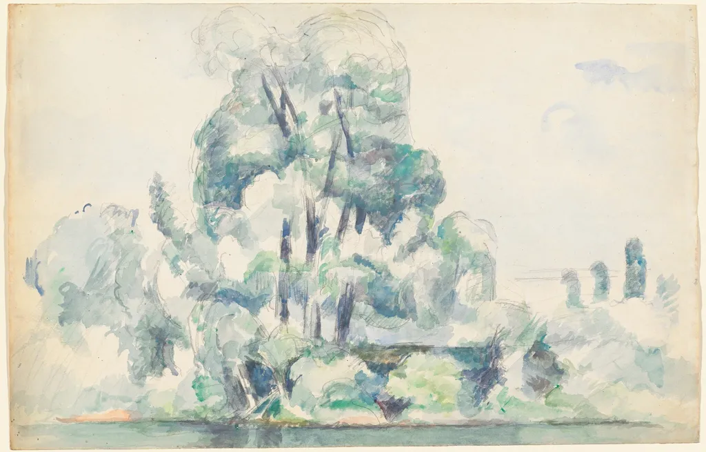 Banks of the Seine at Médan, by Paul Cezanne, graphite, 1882