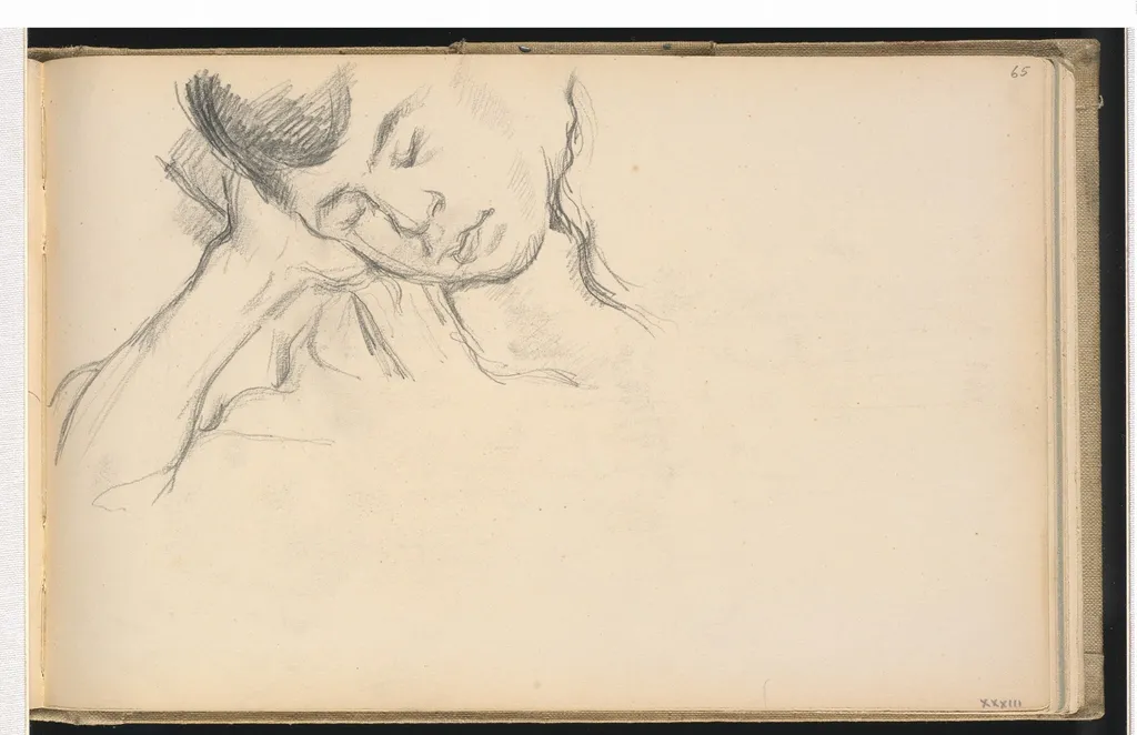 Figure Resting Head on Hand, by Paul Cezanne, graphite, 1889
