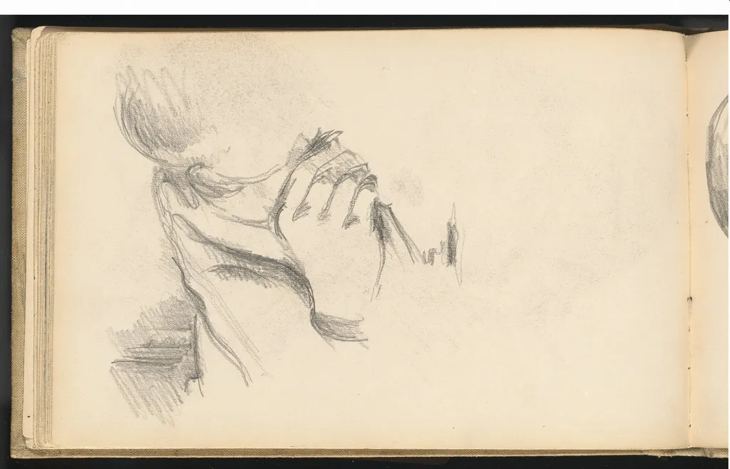 Hand and Shoulder of a Boy, by Paul Cezanne, graphite, 1885