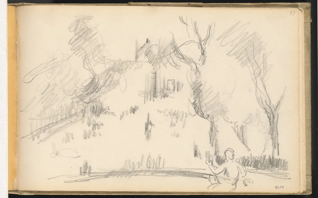 House in a Park, by Paul Cezanne, graphite, 1884