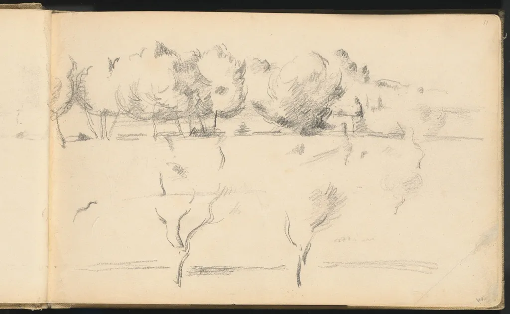 Landscape with Trees, by Paul Cezanne, graphite, 1896