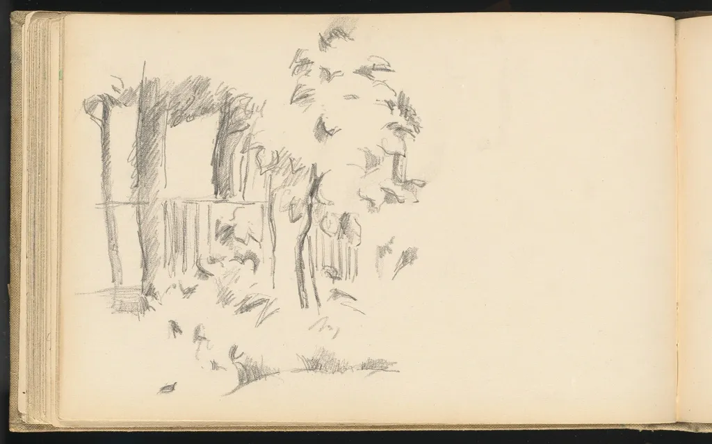Near the Pool at Jas de Bouffan, by Paul Cezanne, graphite, 1885