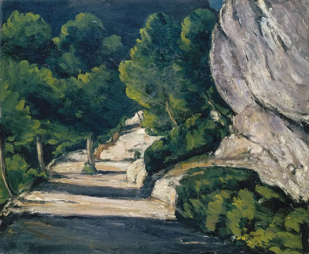 Road with Trees in Rocky Mountains, by Paul Cezanne