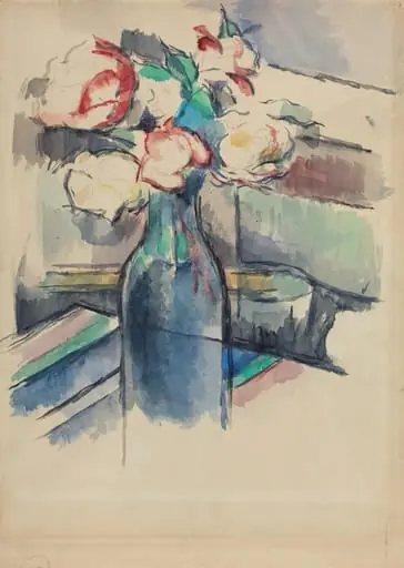 Roses in a Bottle [recto], by Paul Cezanne