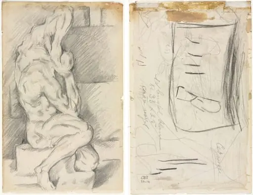 Sketch of Anatomical Sculpture (recto) Sketch of Madame Cézanne (verso), by Paul Cezanne