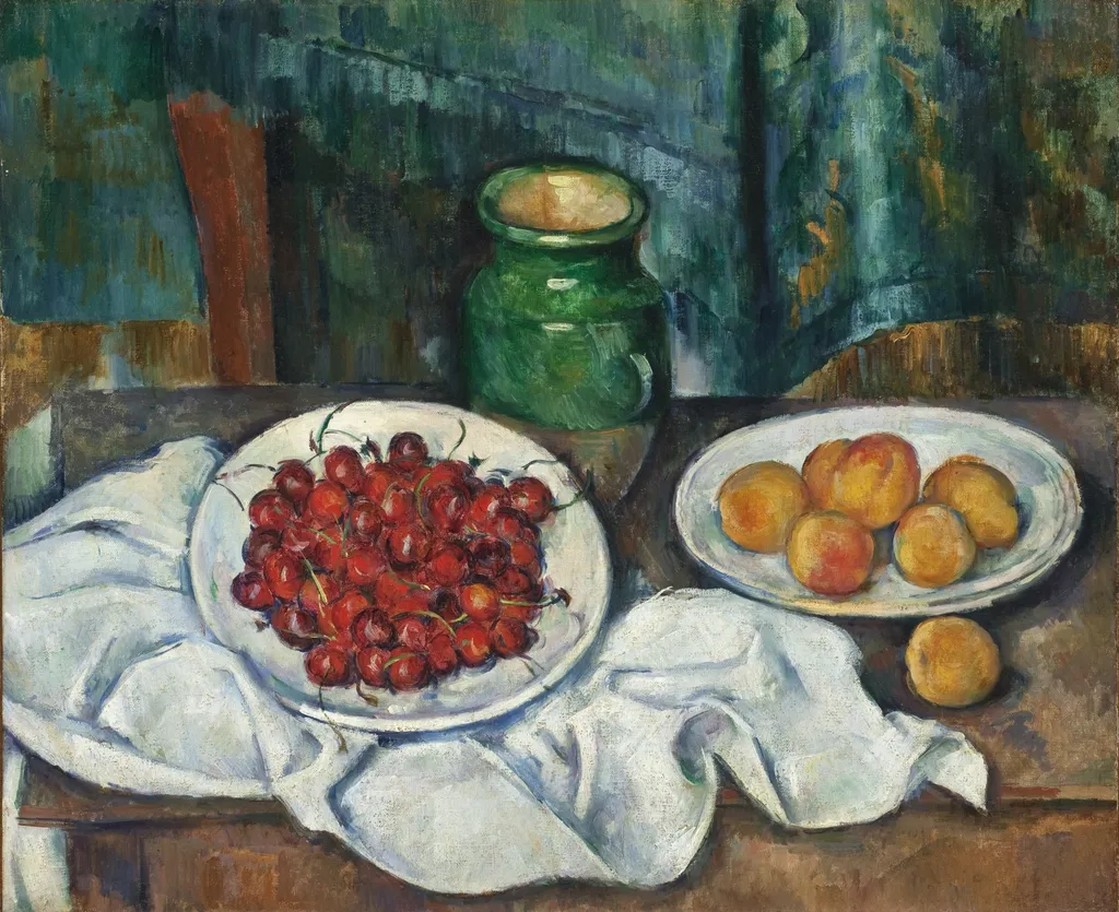 Still Life With Cherries And Peaches, by Paul Cezanne, oil, 1893