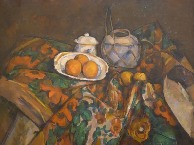 Still Life with Ginger Jar Sugar Bowl and Oranges, by Paul Cezanne