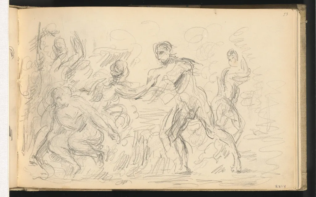 Study for "The Judgement of Paris" or "The Amorous Shepherd", by Paul Cezanne, graphite, 1884