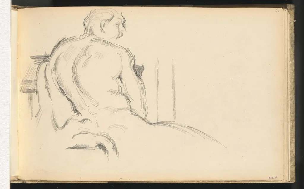 Study of Puget's "Hercules Resting", by Paul Cezanne, graphite, 1879