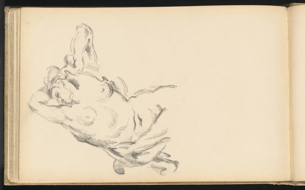 Study of the Allegorical Figure Bellona in Rubens' "The Apotheosis of Henri IV", by Paul Cezanne, graphite, 1884