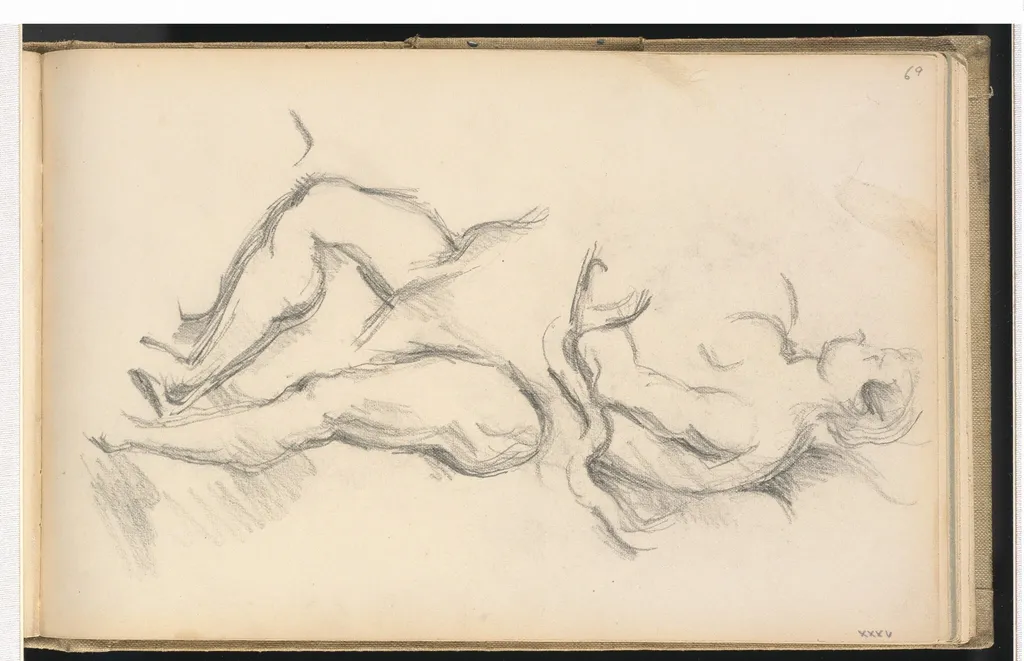 Study of the Allegorical Figure of the Genius of Health from Rubens' "The Birth of Louis XIII at Fontainbleau", by Paul Cezanne, graphite, 1896
