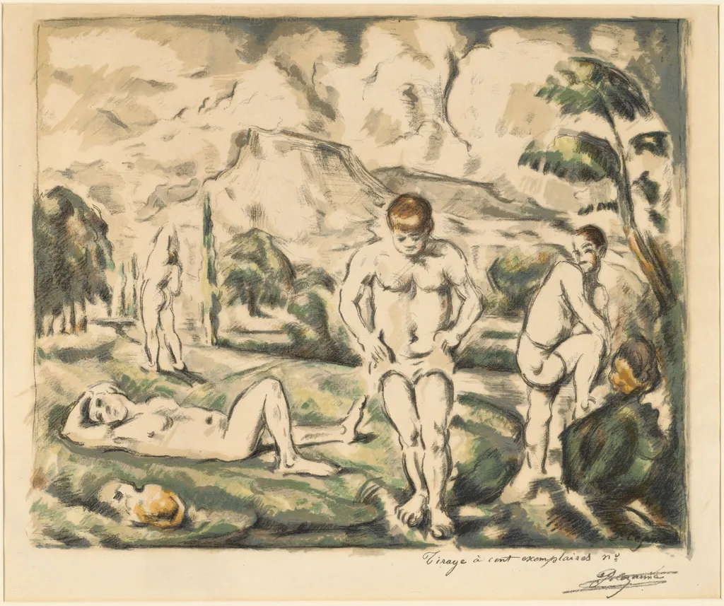 The Bathers (Large Plate), by Paul Cezanne, ink, 1896