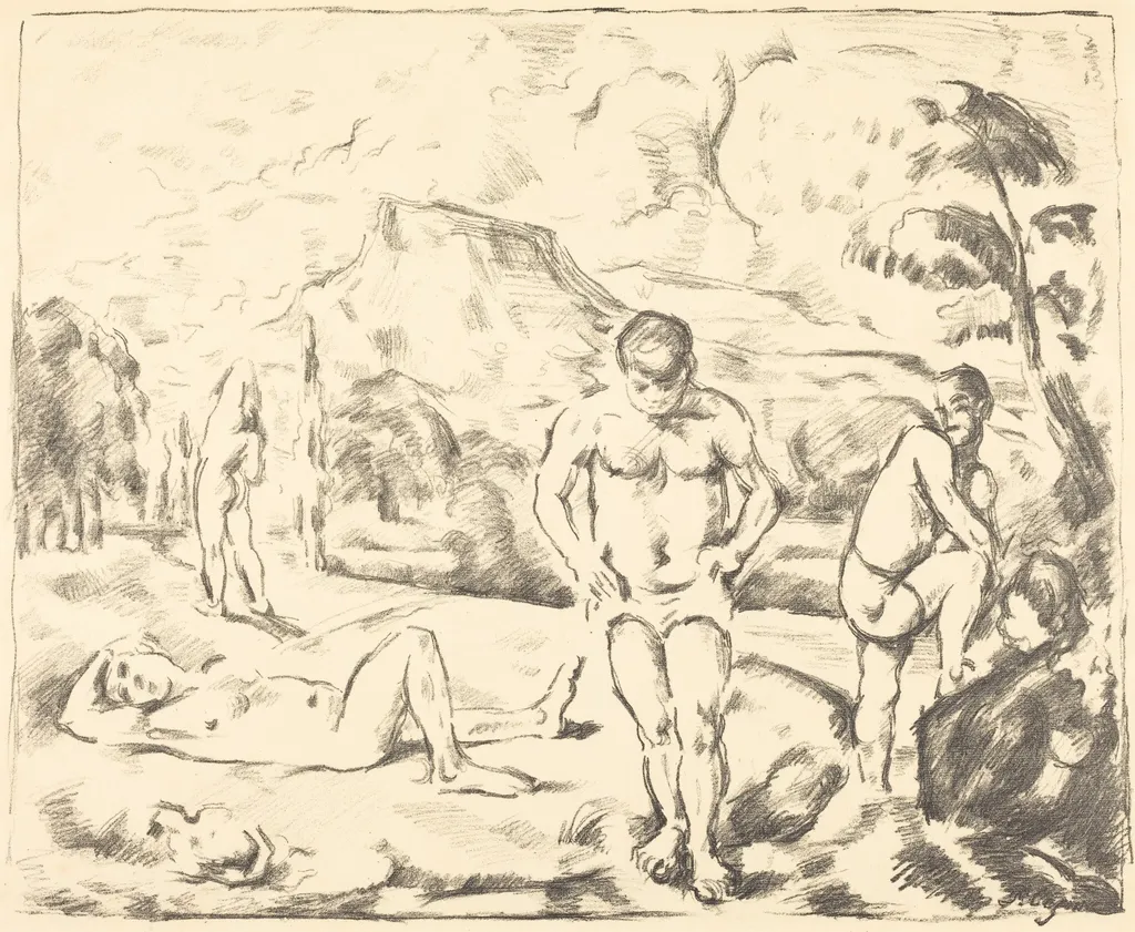 The Bathers (Large Plate), by Paul Cezanne, ink, 1896