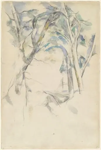 Trees Leaning over Rocks, by Paul Cezanne
