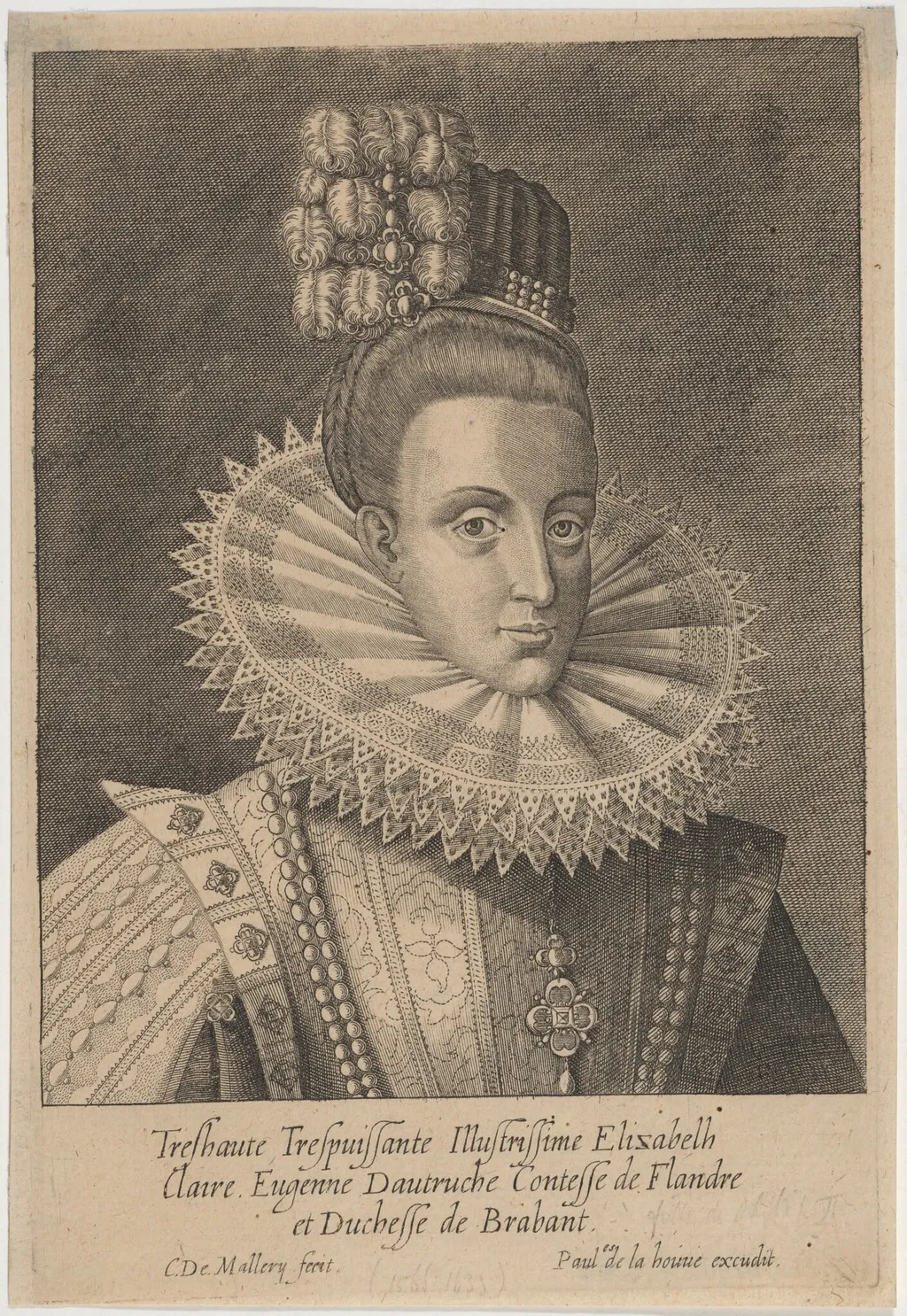 Isabella Clara Eugenie of Austria, Spain and Countess of Flanders, by Paul de la Honne, ink