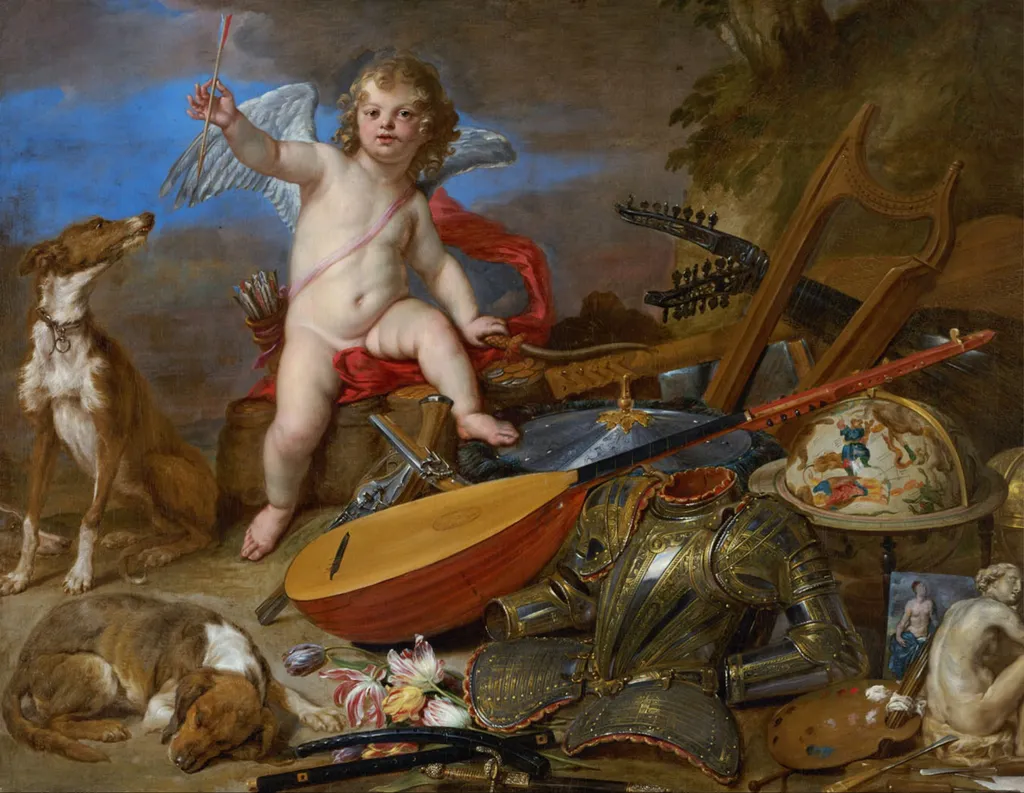 Amor as Winner (“Amor vincit omnia”), by Paul de Vos, oil, 1640