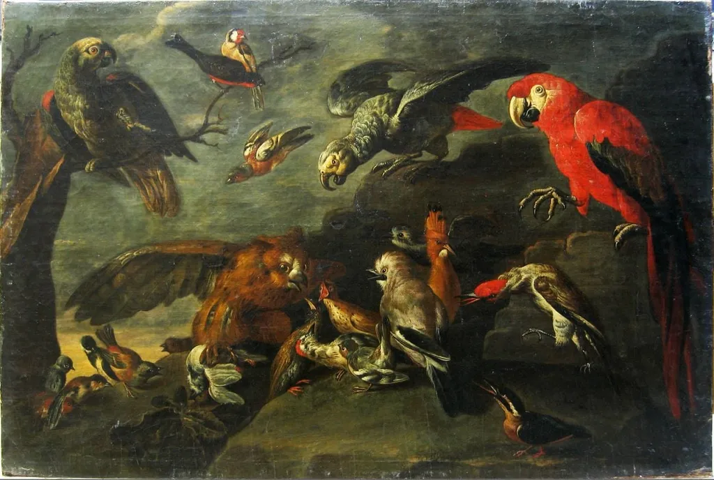 Bufniță în luptă cu diverse păsări, by Paul de Vos, unspecified, 1642