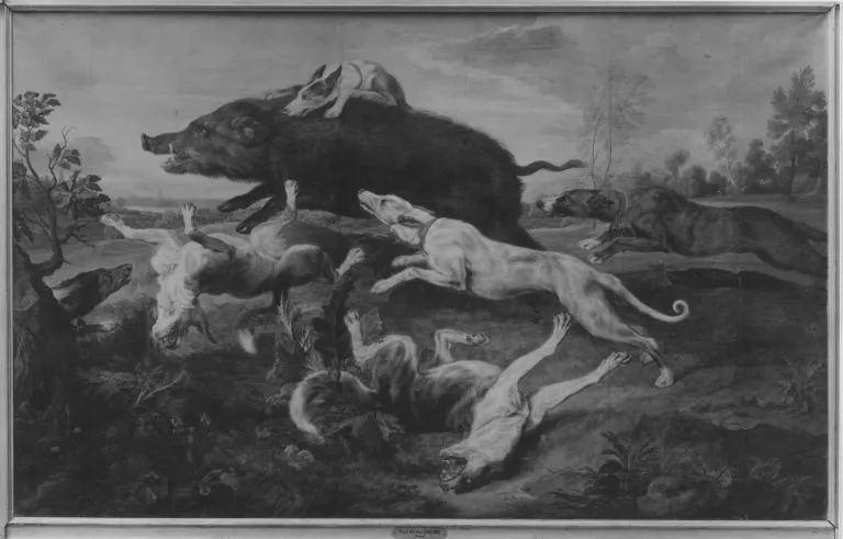 Eberjagd, by Paul de Vos, unspecified, 1637