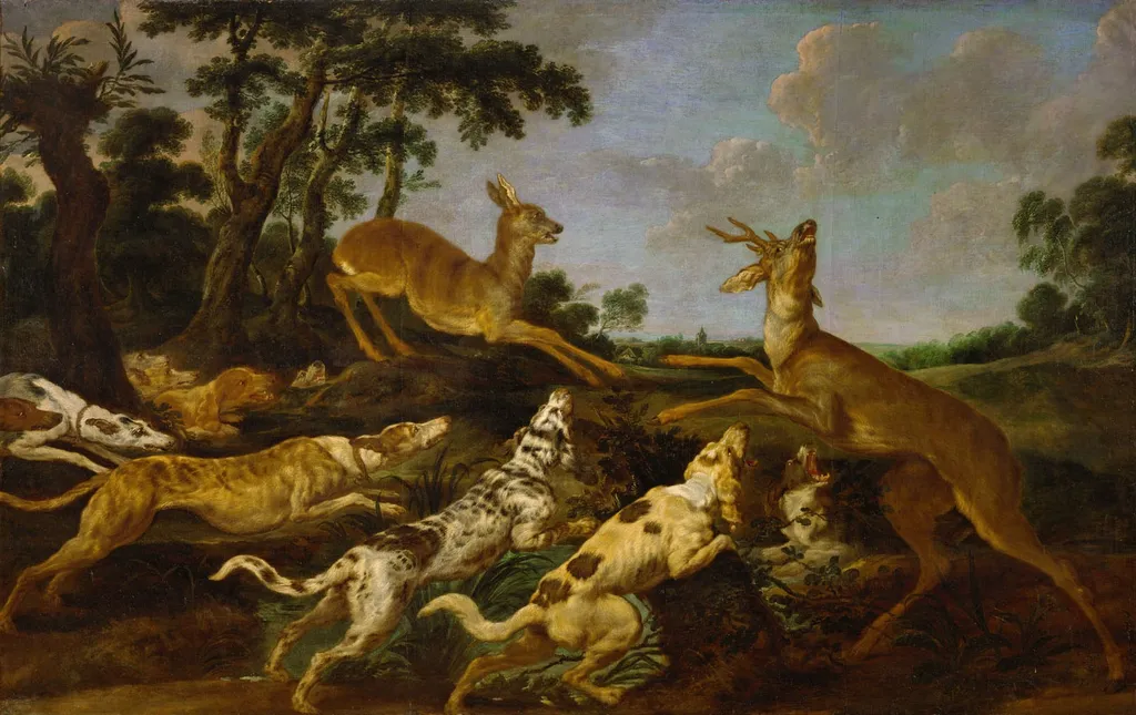 Hunting scene, by Paul de Vos, oil, 1650