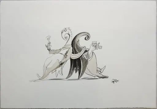 Degen, Paul - Malerei, Zwei Baselstäbe trinkend, by Paul Degen