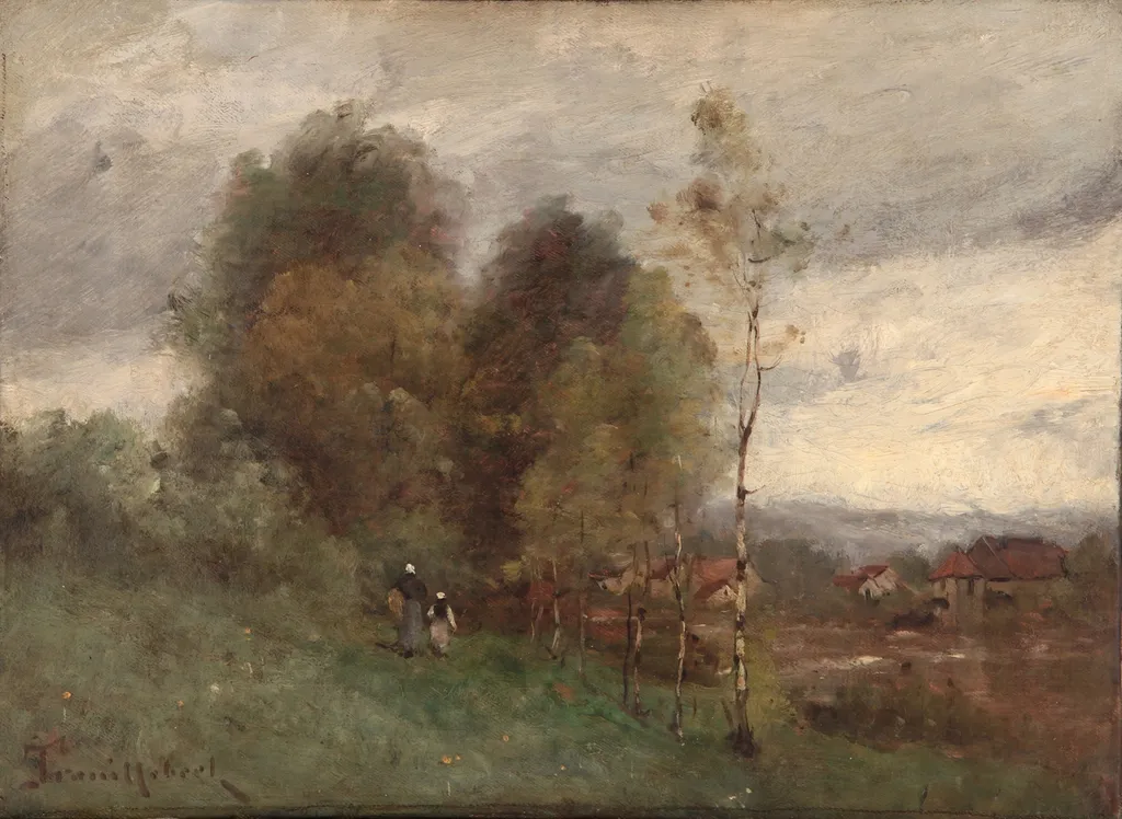 Landscape, by Paul Désiré Trouillebert, oil, 1850