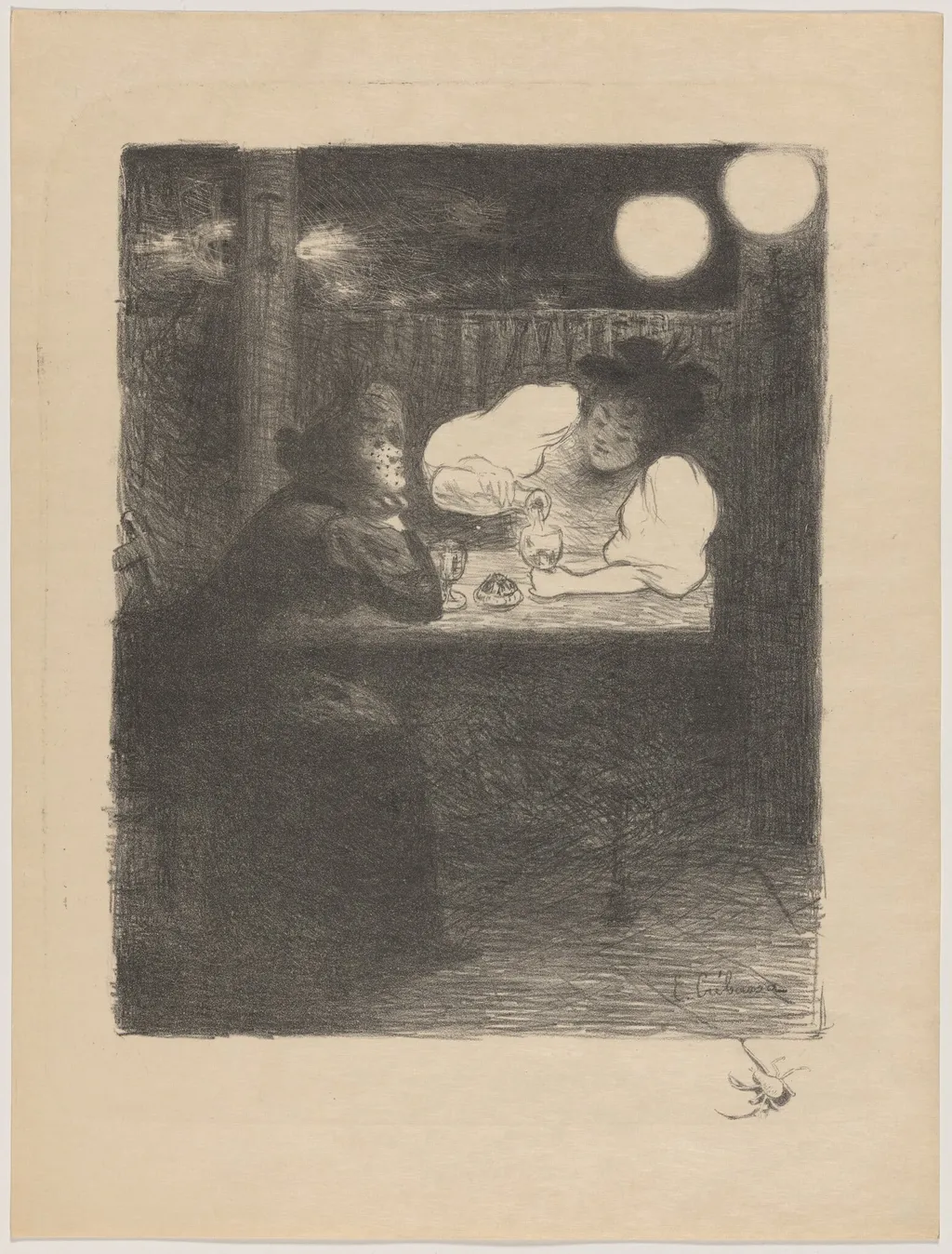 Les femmes à l'absinthe (Women with Absinthe), by Paul Edouard Crébassa, ink, 1894