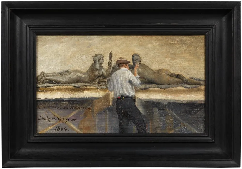 The Sculptor Per Hasselberg Working on The Allegory of Photography, by Paul Émile Félix Raissiguier, oil, 1892