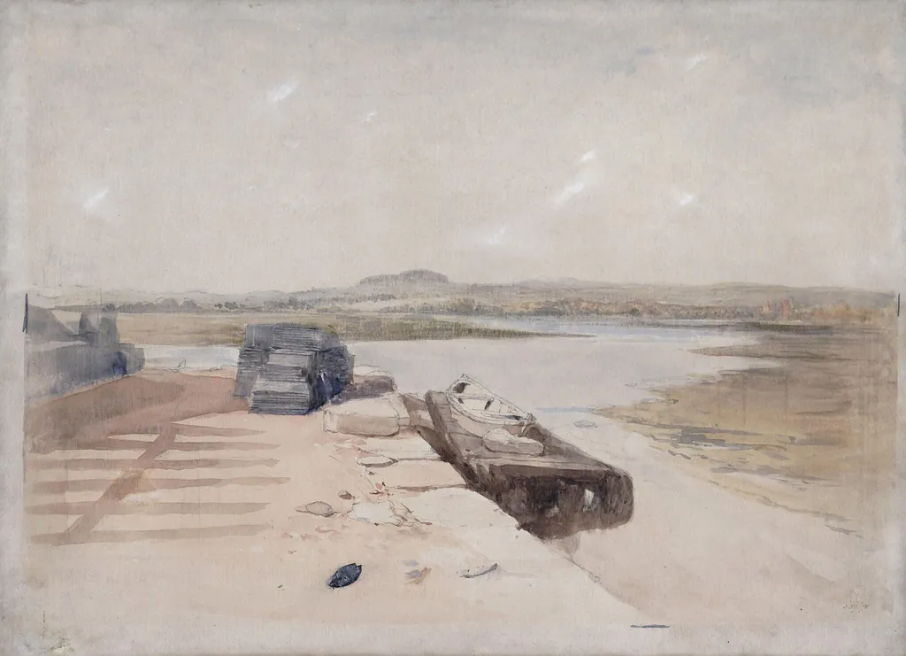 Slate Wharf on the Bank of a River, by Paul Falconer Poole, watercolor, 1825