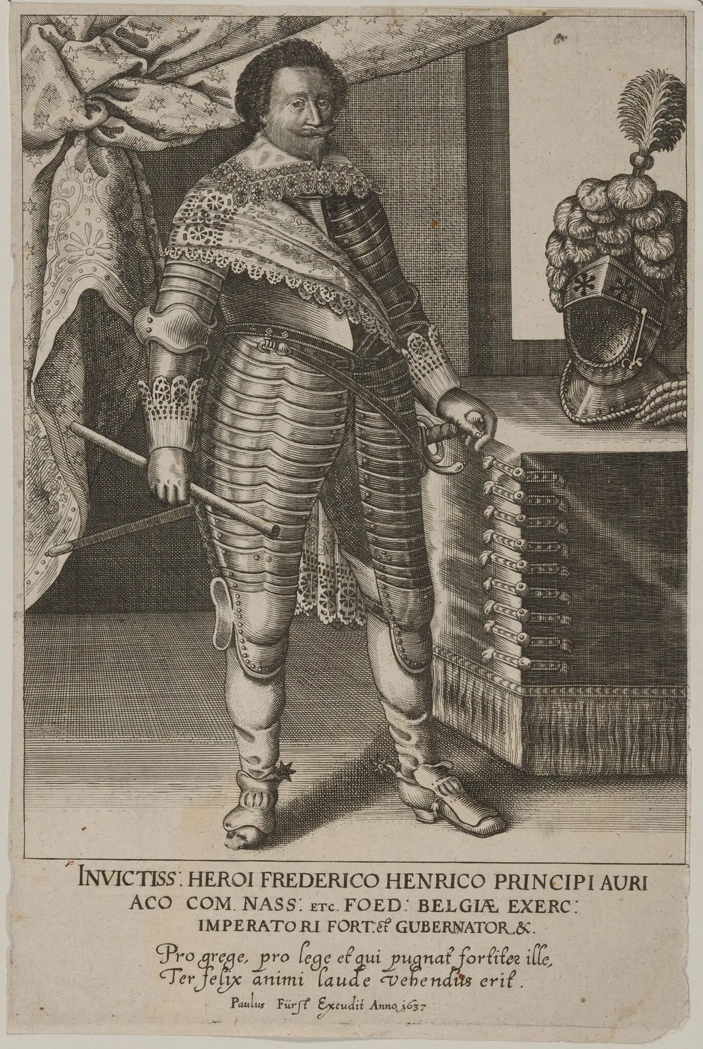 Frederick Henry of Nassau, by Paul Furst, ink, 1637
