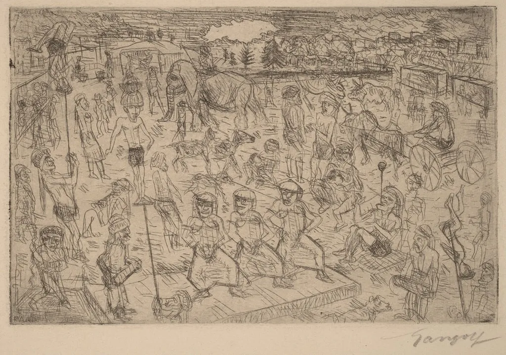 Hindu Village (Das Hindudorf), by Paul Gangolf, ink, 1925