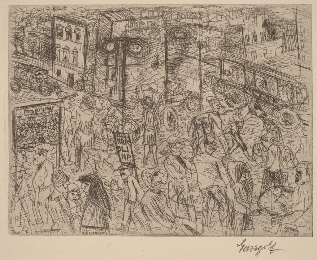 Porte d'Orleans, by Paul Gangolf, ink, 1922