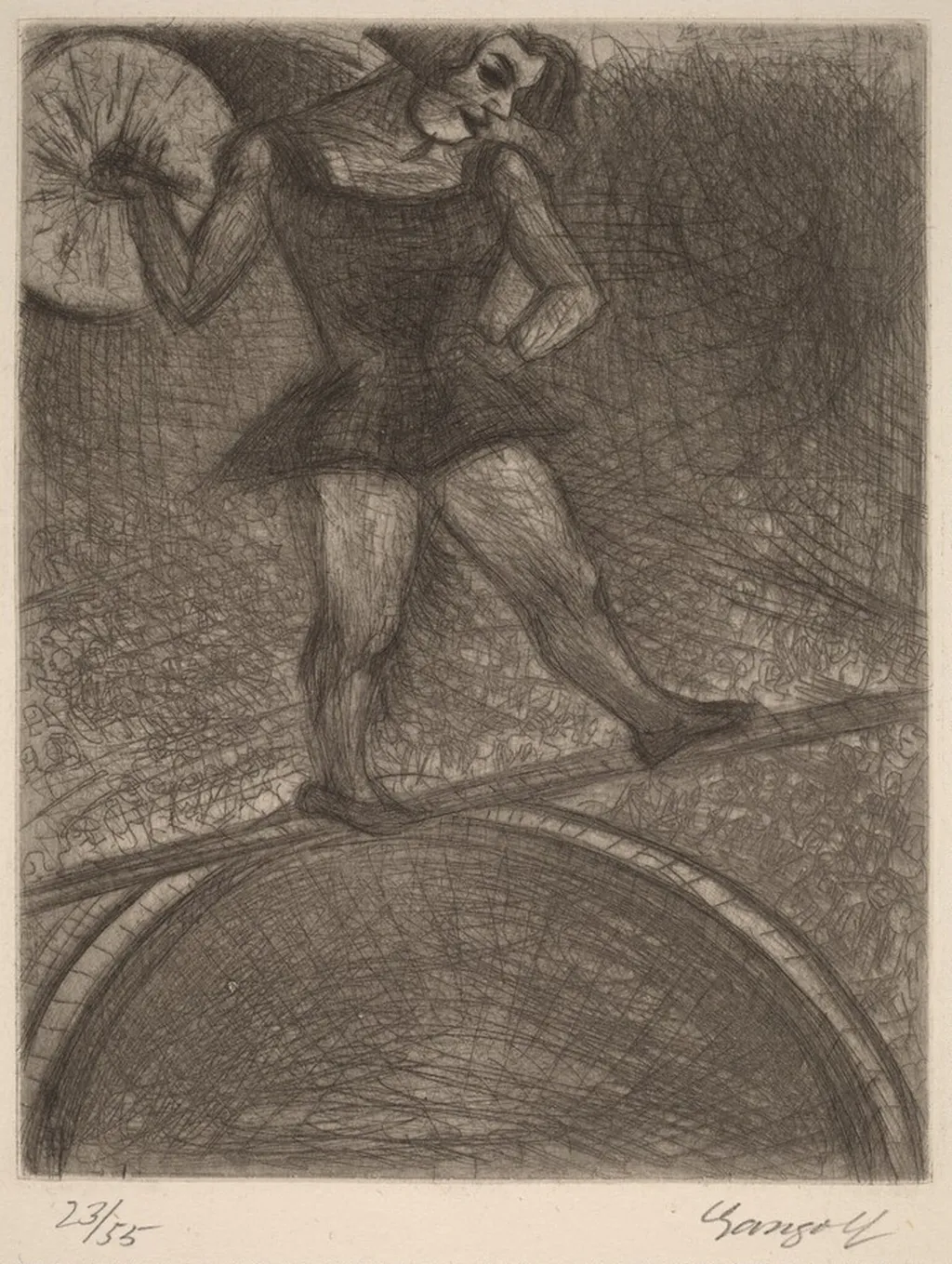 The Tightrope Walker (Die Seiltänzerin), by Paul Gangolf, ink, 1925