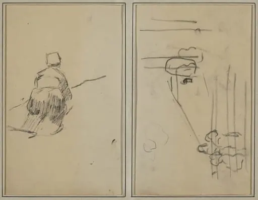 A Breton Woman Walking; Sketch with Stairs [verso], by Paul Gauguin