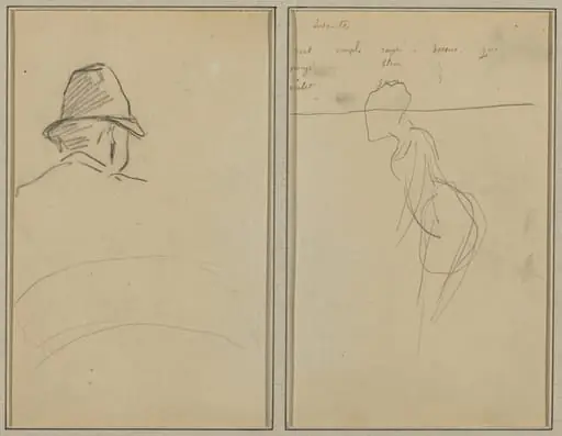A Head of Man with Hat, Seen from Behind; A Standing Woman [recto], by Paul Gauguin