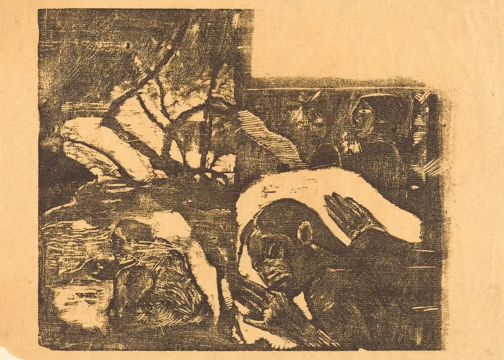 A Maori Woman in a Forest; Manao Tupapau (She is Haunted by a Spirit), by Paul Gauguin, ink, 1894