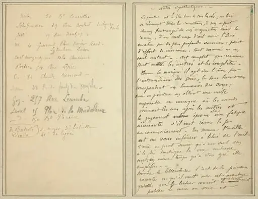 Address List; Manuscript Page [recto], by Paul Gauguin