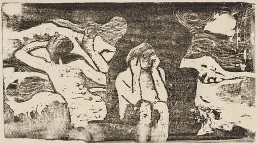 At the Black Rocks (Aux roches noires), by Paul Gauguin
