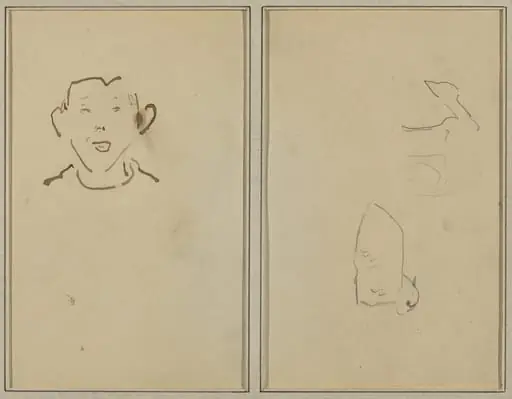 Boy's Face; Two Sheep [verso], by Paul Gauguin
