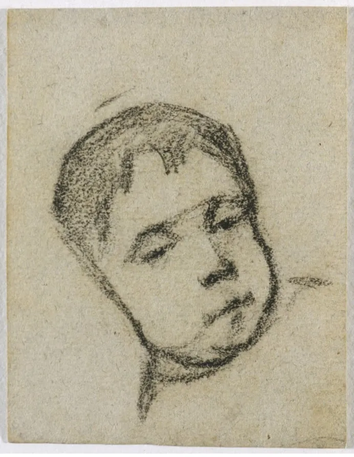 Emil Gauguin as a Child, Head on a Pillow, by Paul Gauguin, 1876