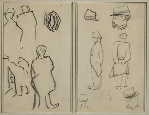 Figure Studies; Studies of Soldiers [verso], by Paul Gauguin
