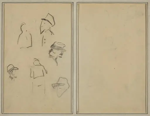 Four Heads and Two Figures [verso], by Paul Gauguin