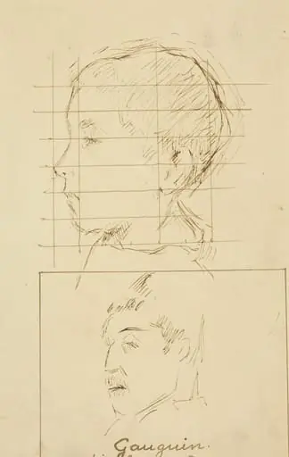 Heads of a Boy and a Man (Self-Portrait?) [verso], by Paul Gauguin