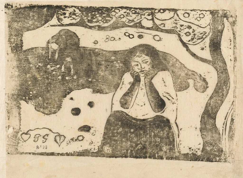 Human Misery (Misères humaines), by Paul Gauguin, ink, 1898