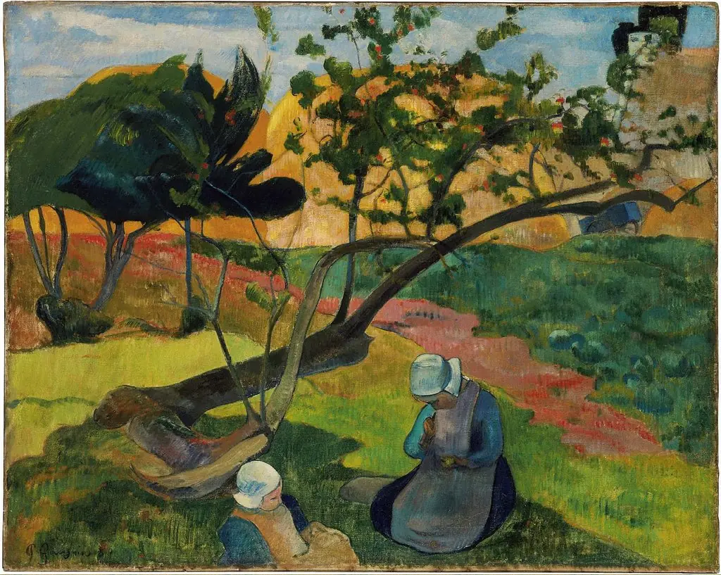 Landscape with Two Breton Women, by Paul Gauguin